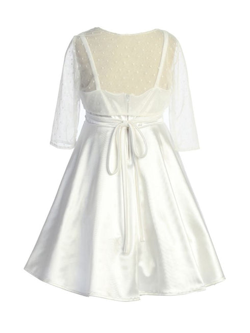 Just Kids Girls Satin Dress with Rhinestone Belt and Sheer Embroidered Bolero, Sizes 4-14 - SophiasStyle.com